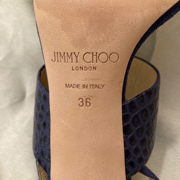 Jimmy Choo Salise Suede Croc-Embossed EU 36 85mm Color Is Denim Worn Once - Picture 10 of 15